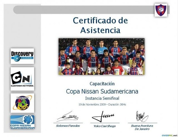 Certificado Asistencia Cerro Porteño